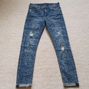 Lucky Brand Animal Print Distressed Skinny Jeans